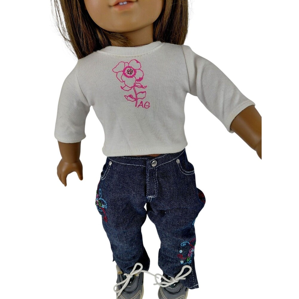 American Girl Doll READY FOR FUN Outfit Retired Jeans Shirt Socks Shoes - Picture 2 of 13